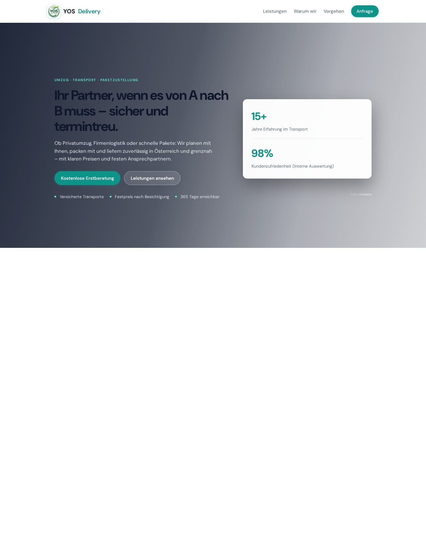 YOS Delivery – Website & Anfragesystem